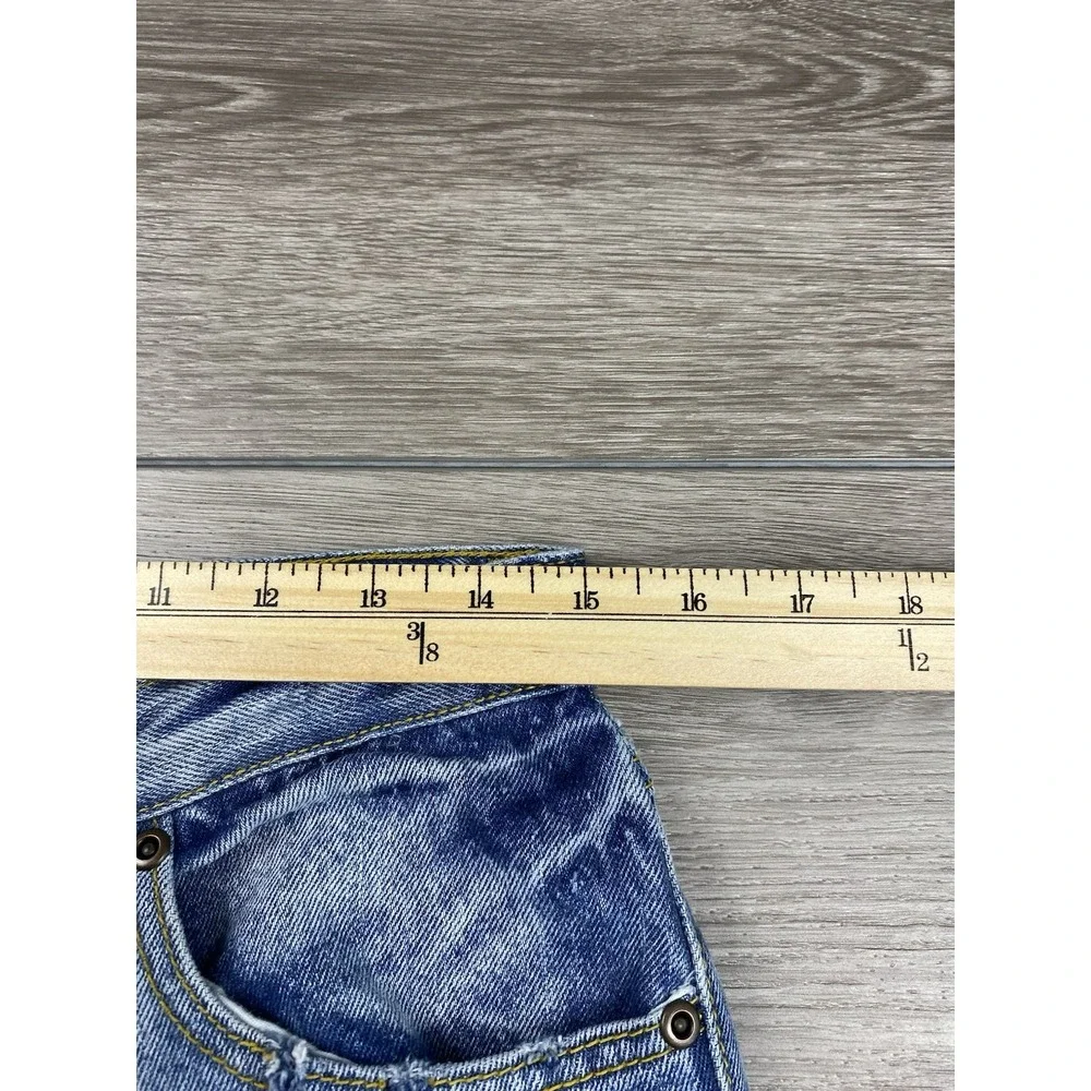 Avec Les Filles‎ Women's Light Wash Distressed Button Fly Jeans Blue Size 27